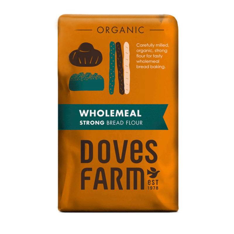 Doves Farm Organic 100% Strong Wholemeal Bread Flour 1.5kg (Pack of 5)