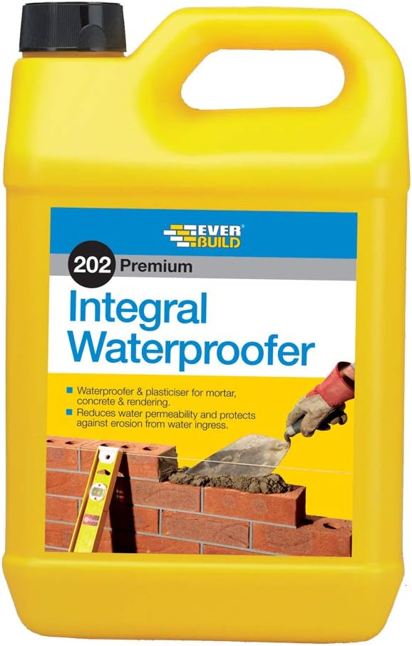 Everbuild 202 Premium Integral Liquid Waterproofer Admixture – Suitable for Mortar and Rendering – Chloride Free – 5 Litre