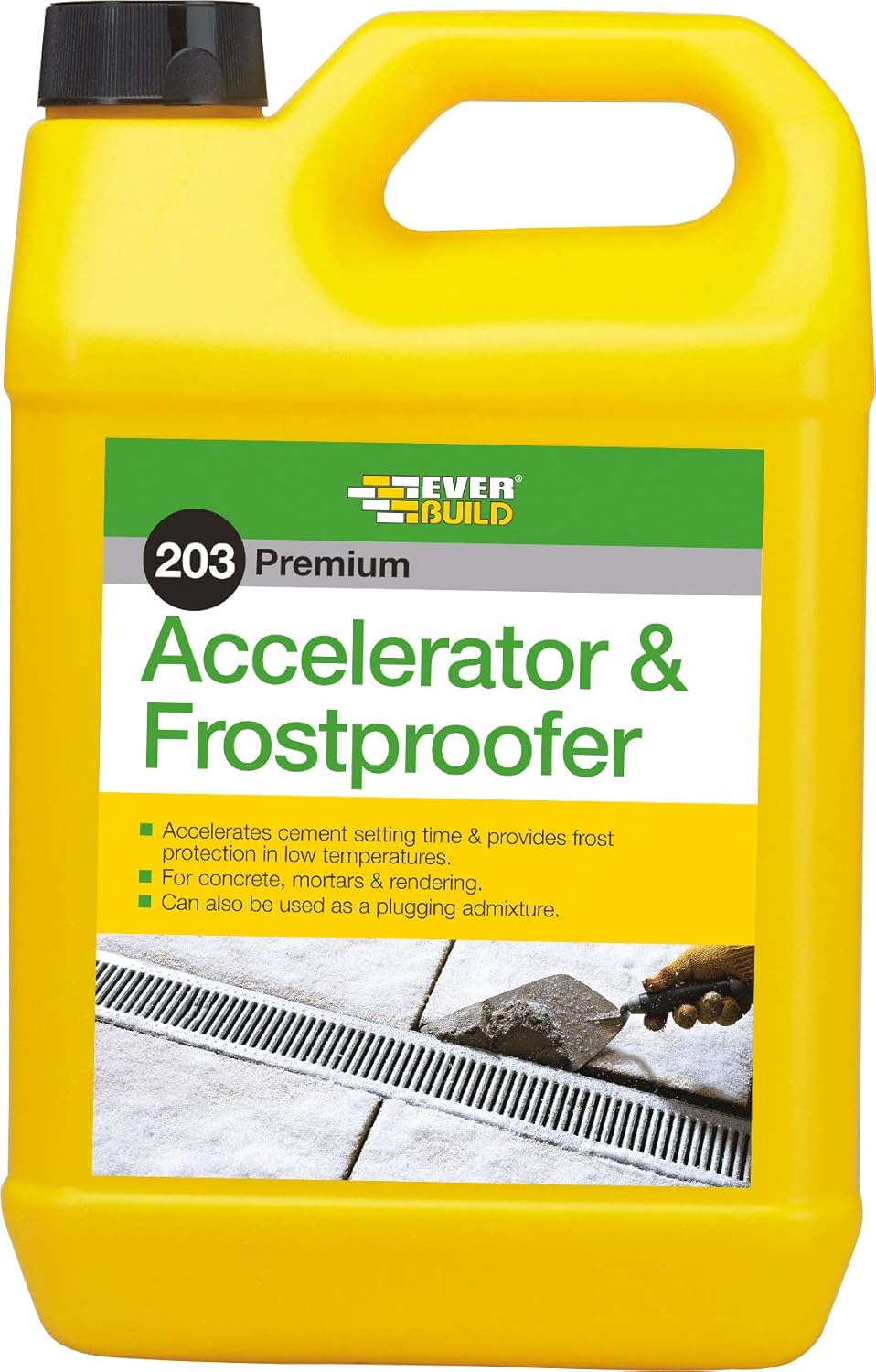 Everbuild 203 Premium Accelerator And Frostproofer | Accelerate Cement Setting Time and Provides Frost Protection for Concrete, Mortar and Rendering - 5 Litre