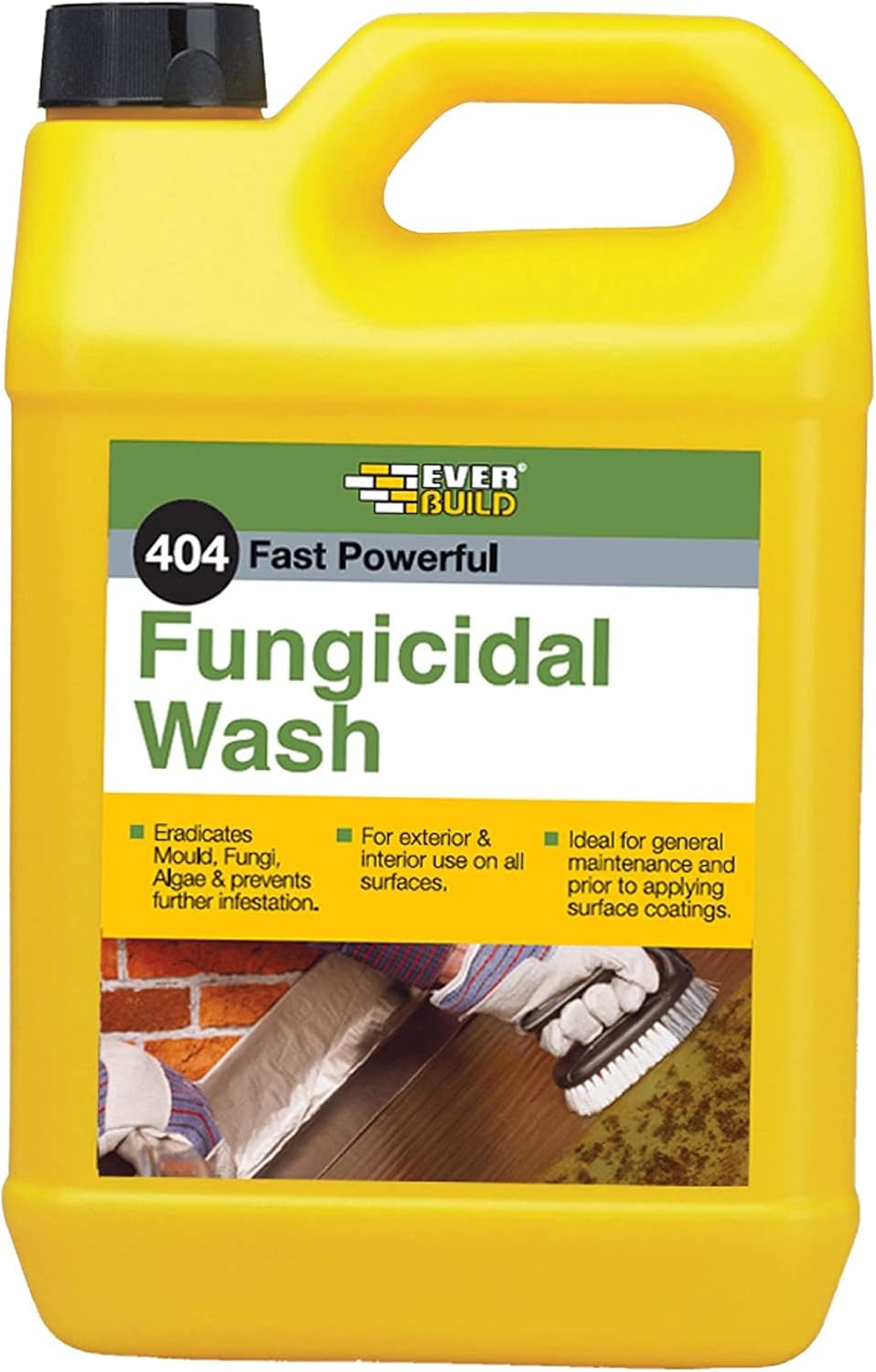 Everbuild 404 Fast Powerful Fungicidal Wash – Removes Lichens, Fungi and Algae – Exterior and Interior use – 5 Litre
