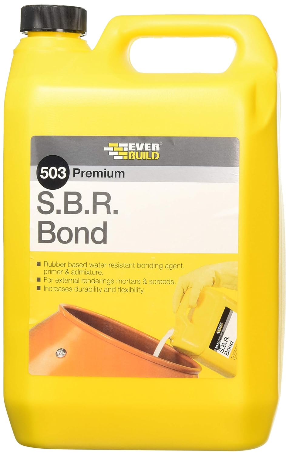 Everbuild 503 Premium S.B.R. Bond Admixture – Water Resistant Bonding Agent – White – 5 litre