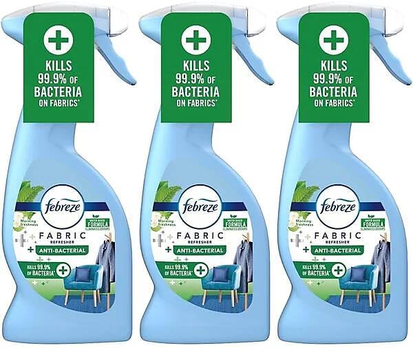 Febreze Fabric Freshener Antibacterial Spray, Morning Freshness, Package of Three, 3 x 500ml