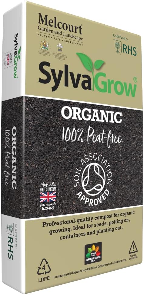 Sylvagrow 100% Peat Free Eco Friendly Organic Multipurpose Garden Compost | Organic Fertilizers Seaweed Meal | Soil Association Approved | Wide Range of Uses | RHS Endorsed | New 40lt