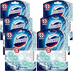 6 Pack of Domestos Power 5 ToiletBleach Toilet Blocks with 5 Benefits and Long Lasting Fragrances for Removing Limes and Bacs for Maintaining Freshness