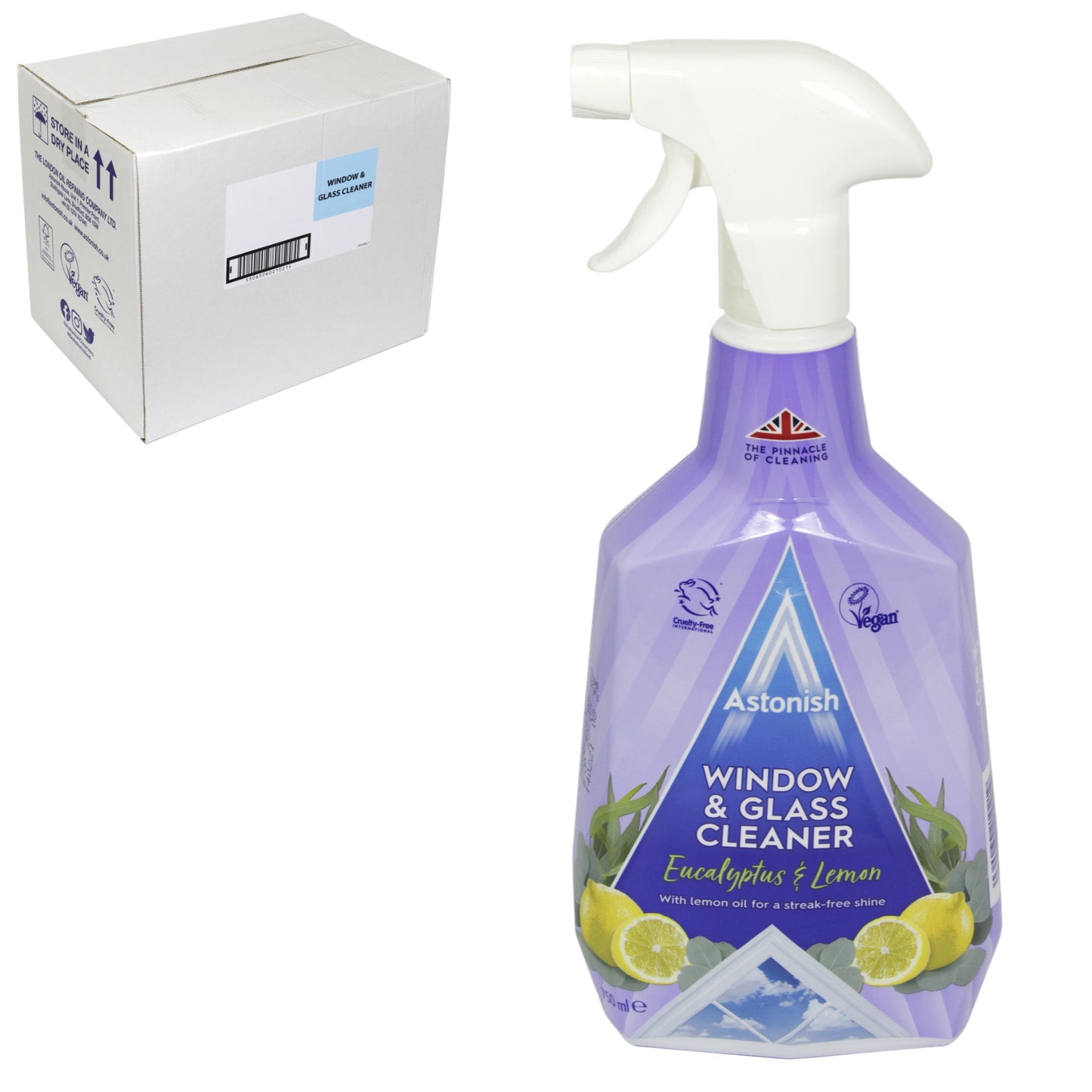 12 x Astonish Natural Window & Glass Lemon Oil Trigger Spray Cleaner 750ML