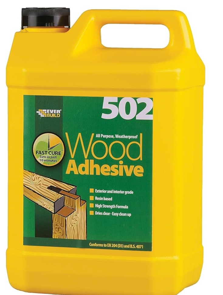 Everbuild 502 All Purpose Waterproof PVA Based Wood Adhesive - 5 Litre, White