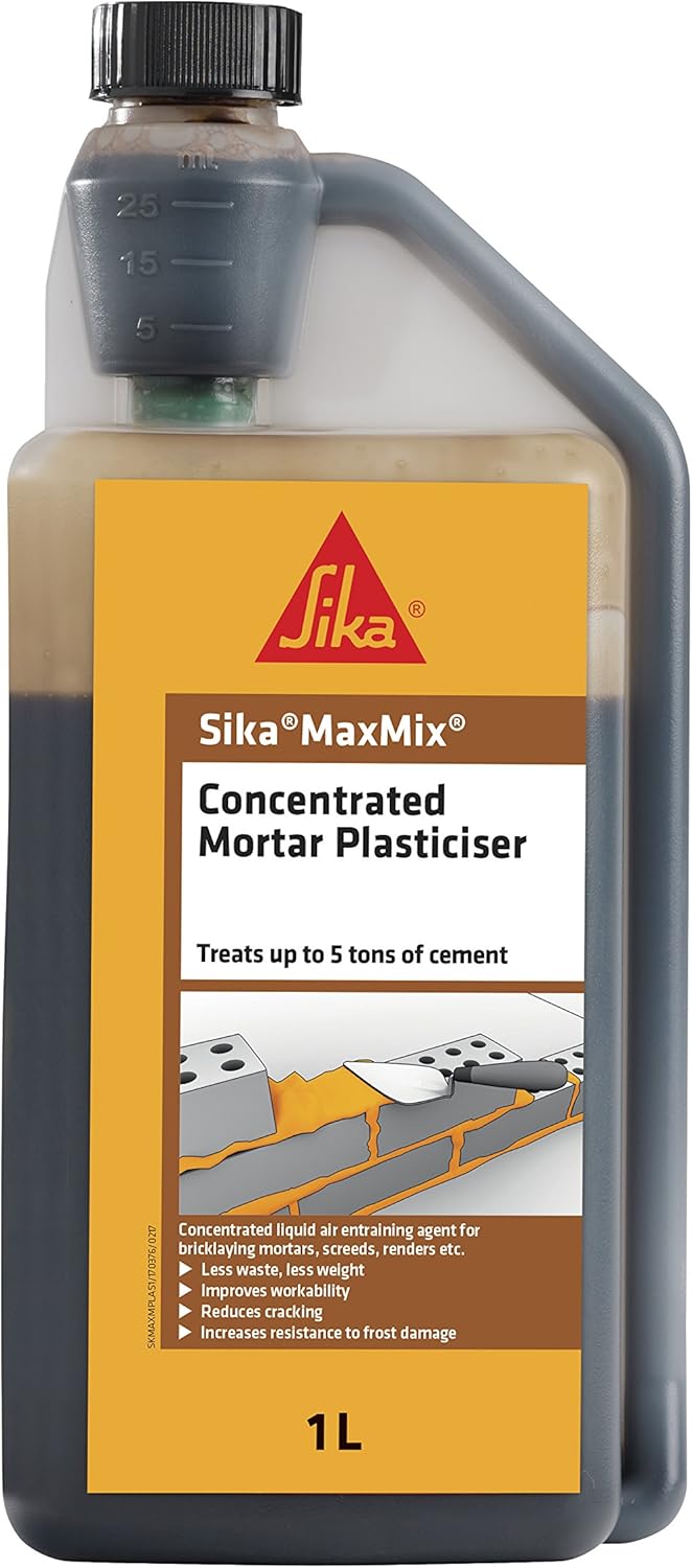 Sika MaxMix Concentrated Mortar Plasticiser Admixture, 1 Litre, Brown