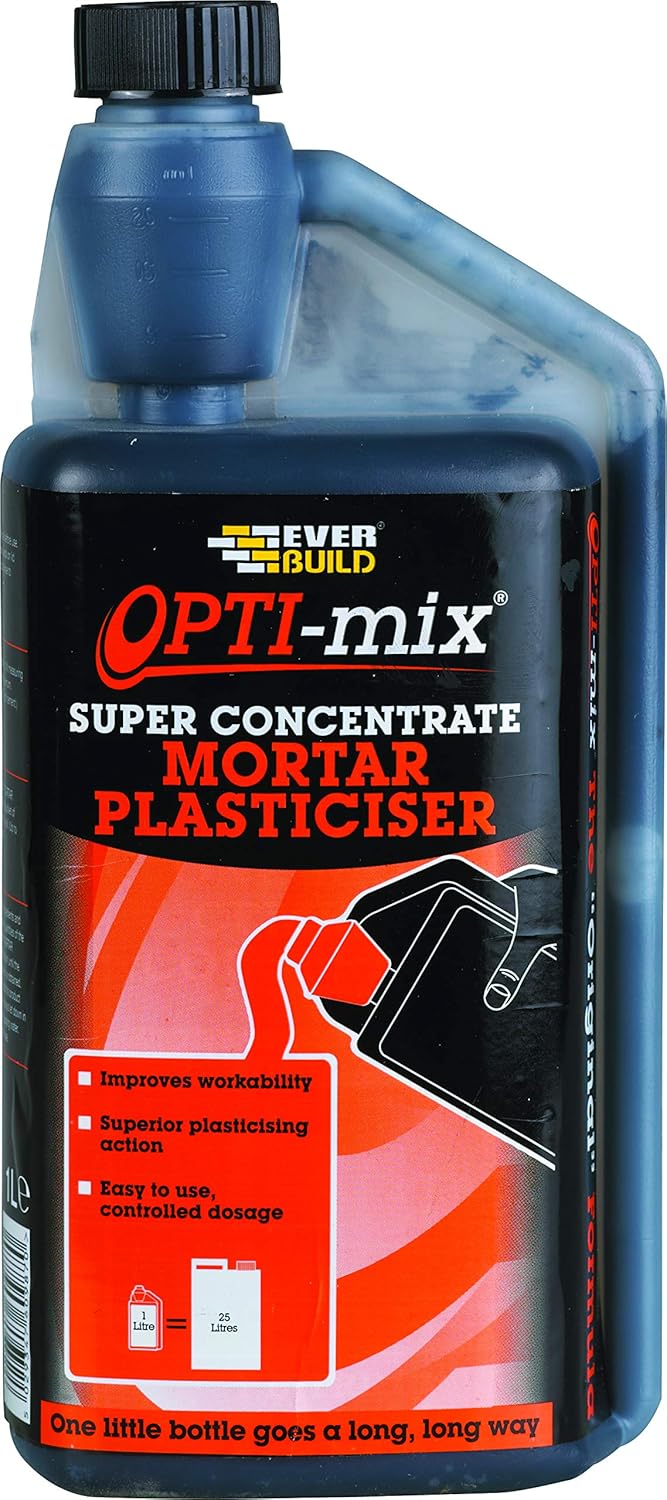 Everbuild Opti-Mix Super Concentrated Mortar Plasticiser – High-Strength – Easy to Use – 1 Litre, Dark Brown