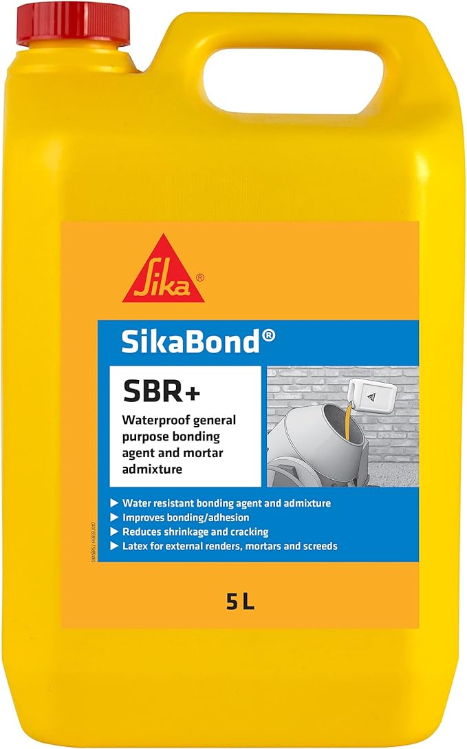 Sika SikaBond SBR+ Waterproof General Purpose Bonding Agent and Admixture for Mortar,Screeds and Renders - 5L