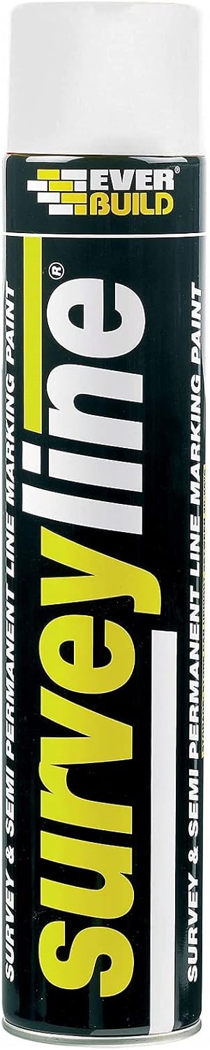 Everbuild Surveyline Semi-Permanent Spray Paint – Ideal For Survey Line Marking – High Covering Power – Easy To Apply – White – 700ml