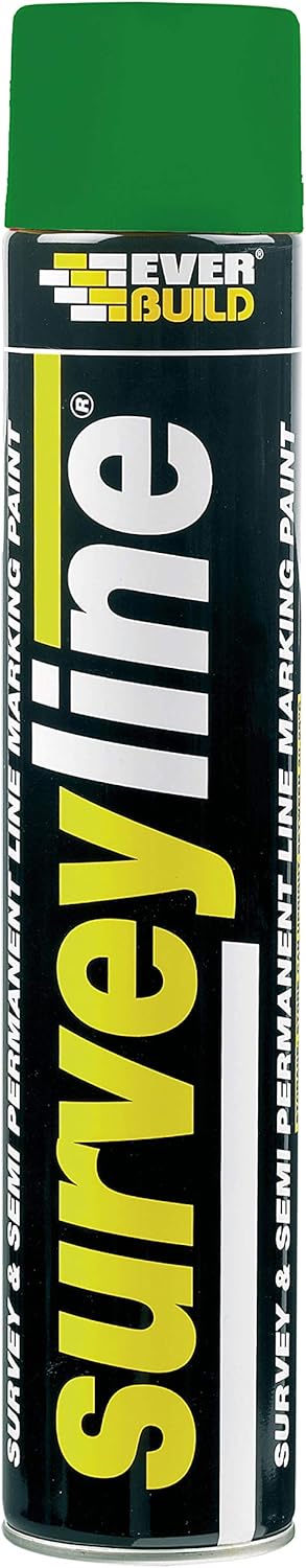 Everbuild Surveyline | Semi Permanent Line Marking Paint for Contractors, Surveyors Spot Marking - 700ml - Green