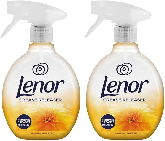 Lenor Crease Releaser Spray Removes Creases in Fabric, Summer Breeze Scent, Twin Pack, 2 x 500ml