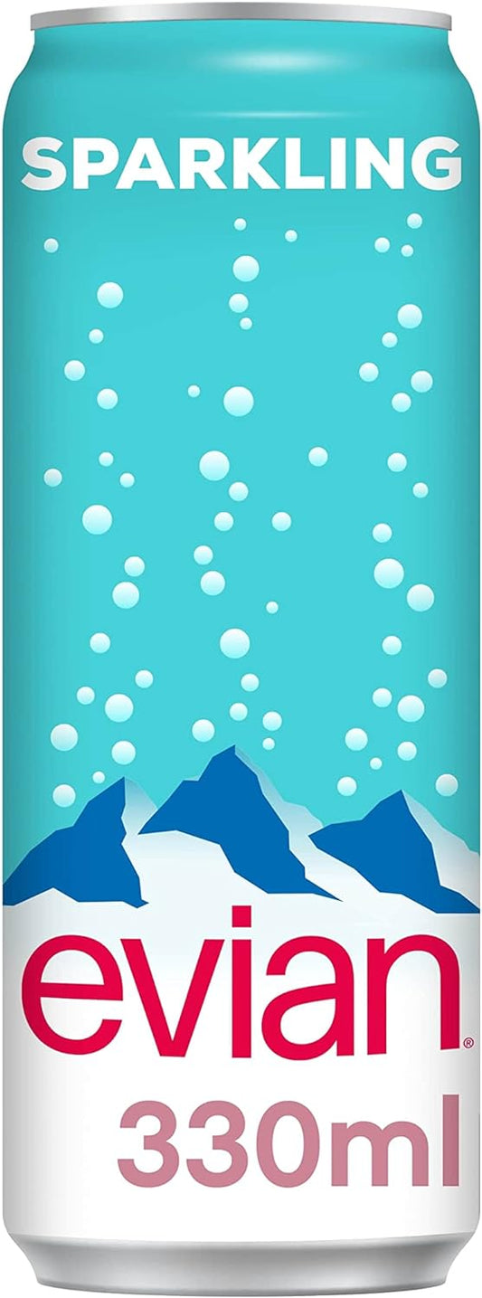 Evian Sparkling Natural Mineral Water, 24 x 330ml