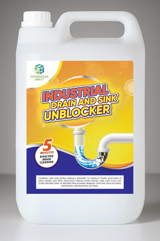Industrial Strength Sink & Drain Unblocker 5L – Heavy Duty Drain Cleaner for Kitchen, Bathroom & Commercial Use