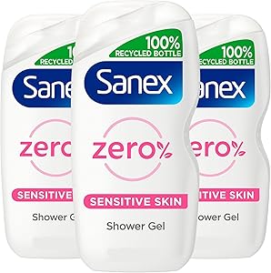 Sanex Shower Gel Zero% for Sensitive Skin 415ml - Pack of 3