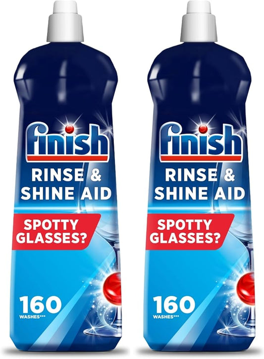 Finish Dishwashing Rinse Aid Liquid Shine and Protect Pack of, BLUE, 800ML, 1 count, (Pack of 2)