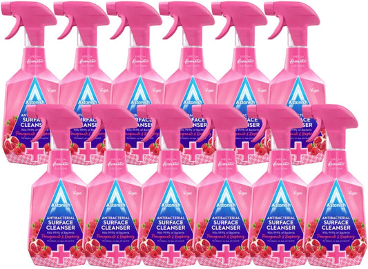 Astonish Special Aromatic Edition Multi-Purpose Anti-Bacterial Surface Cleanser Spray, Pomegranate and Raspberry Scent, 750ml, 12 pack
