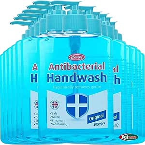 12 x Certex Blue Anti-Bacterial Hand Wash Liquid Soap 500ml Bottles