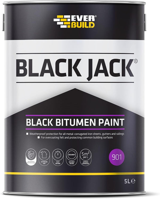 Everbuild Black Jack 901 Bitumen Paint – Solvent Based – Black – 5 Litre