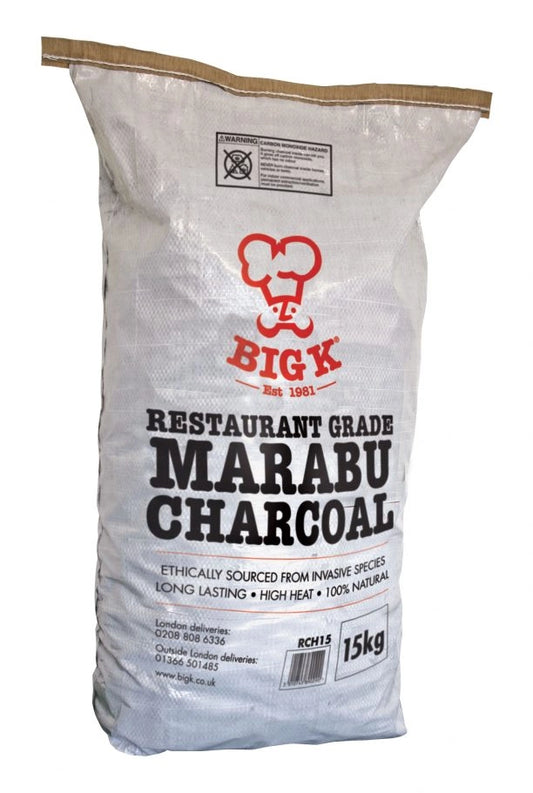 Big K El Cubano Restaurant Grade Charcoal, 15kg Bag Marabu Lumpwood Charcoal