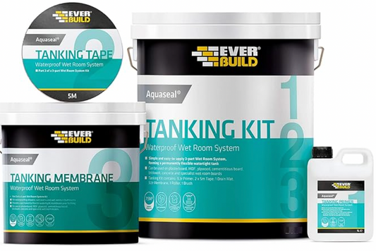Everbuild Aquaseal Wet Room System – Flexible – Waterproof – Easy To Apply – Internal And External – Standard Kit