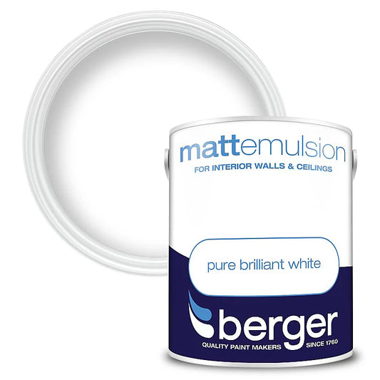 Berger Pure Brilliant White Walls and Ceilings Matt Emulsion Paint 5L