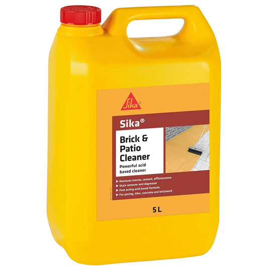 Sika Brick and Patio Cleaner | Powerful Acid Based Cleaning Solution for Brickwork, Concrete and Patios - 5 Litre - Clear